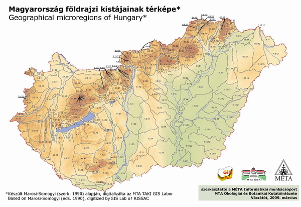 magyarország kistájai térkép Magyarország földrajzi kistájbeosztása (MTA FKI)   GIS  magyarország kistájai térkép